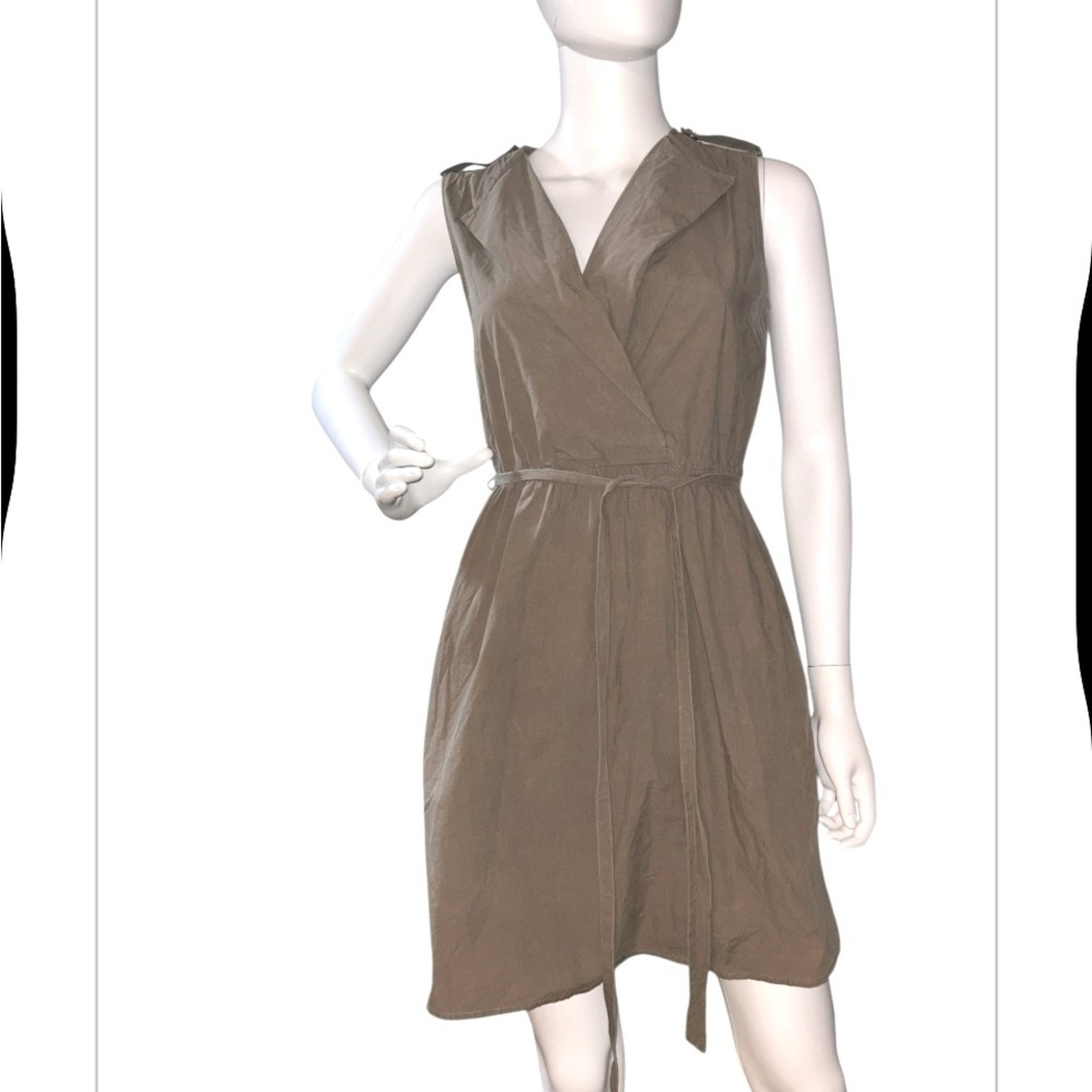 LOFT sleeveless, knee-length dress in a muted green or khaki color.size 2/XS​